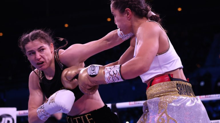 Katie Taylor outpoints game Firuza Sharipova over 10 rounds, retains undisputed lightweight title