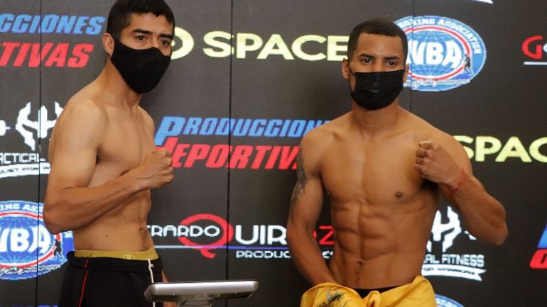 Flyweights Carlos Canizales and Ganigan Lopez make weight for clash tonight