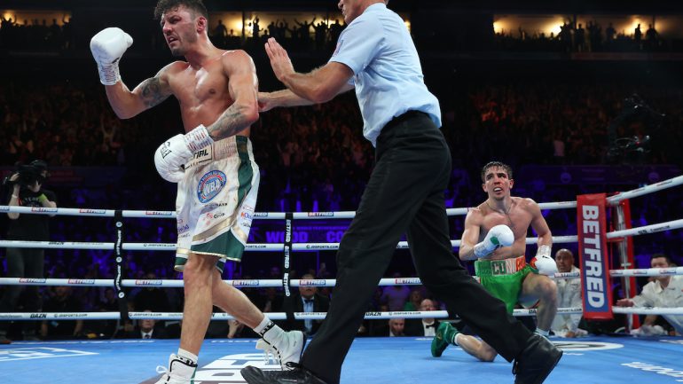 Leigh Wood gets off the floor to knock out Michael Conlan in epic battle
