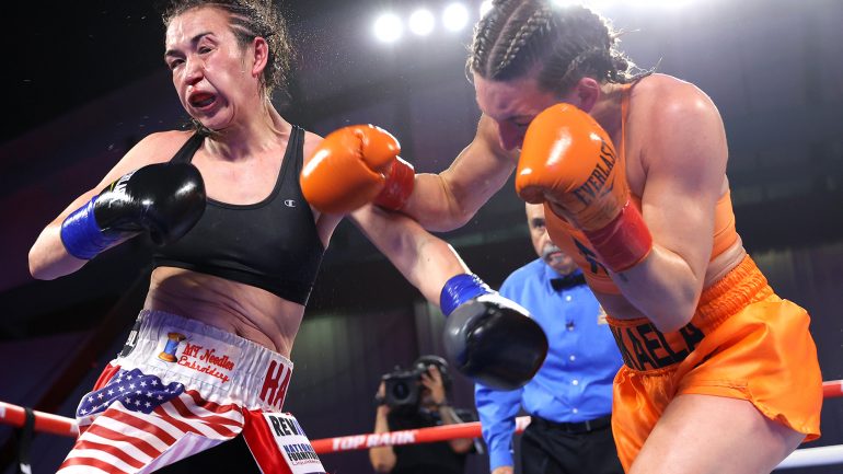 Mikaela Mayer outpoints Jennifer Han to defend women’s junior lightweight championship