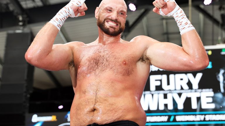 Fury puts on a show to make up for Whyte’s no-show in London open workouts