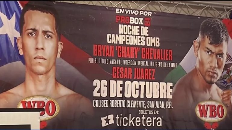 Bryan Chevalier to face late-sub Cesar Juarez tonight on ProBox TV