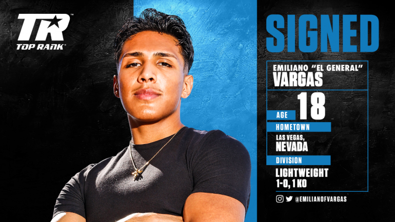 Lightweight phenom Emiliano Vargas signs promotional contract with Top Rank