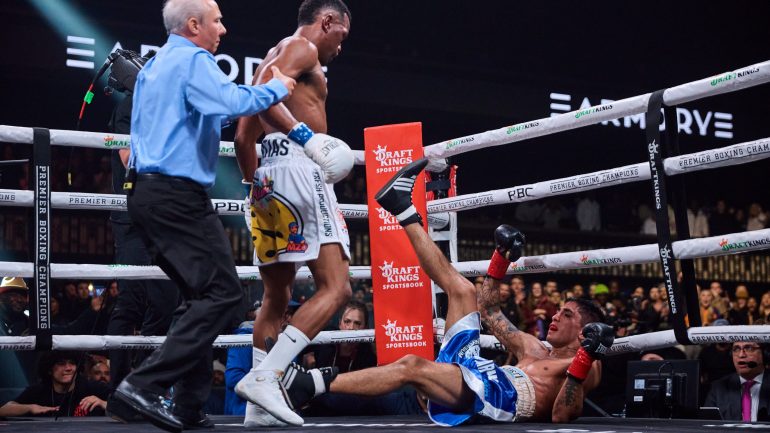 Subriel Matias takes the vacant IBF junior welter title by stopping Jeremias Ponce in five