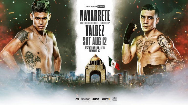Emanuel Navarrete will defend his junior lightweight belt against Oscar Valdez on Aug. 12