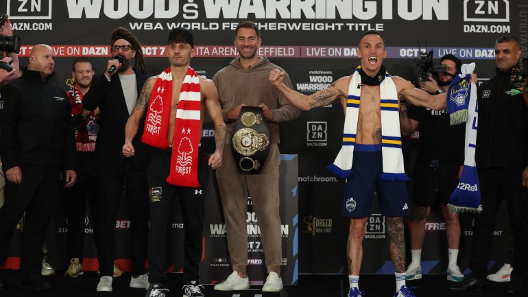 Leigh Wood and Josh Warrington make weight for featherweight title clash