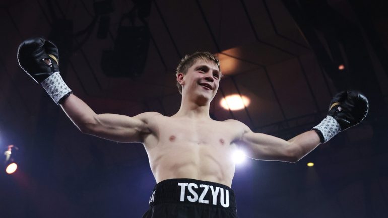 Nikita Tszyu gets off canvas to stop Dylan Biggs in five, passes toughest test