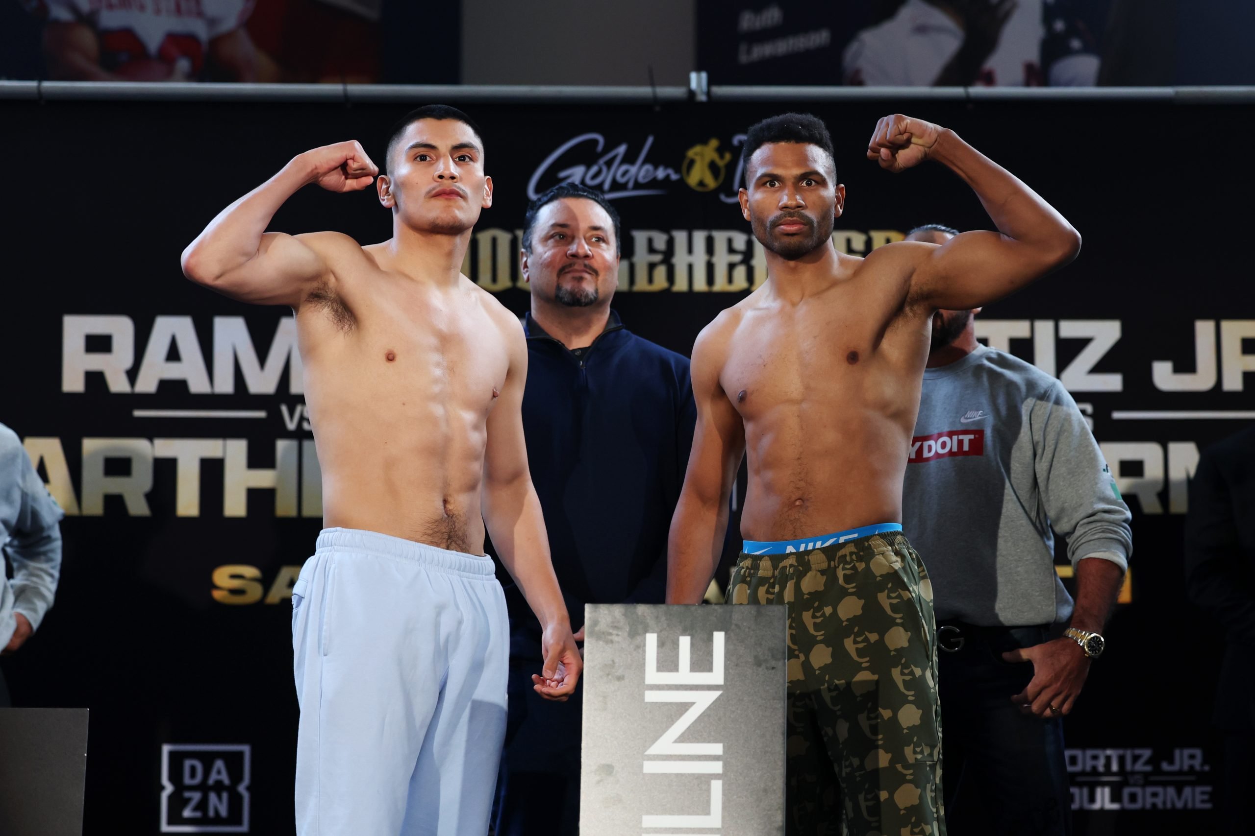Vergil Ortiz weighs 155.6 pounds, Thomas Dulorme comes in a pound lighter